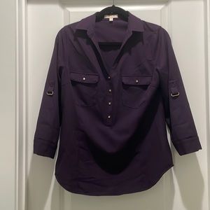 Purple blouse with adjustable sleeves